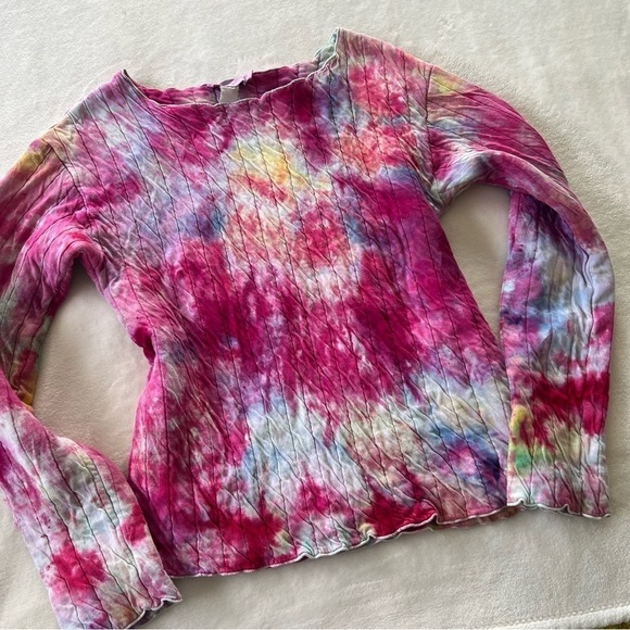 Dkny Tops - Vintage DKNY Tie Dye Pink Watercolor Long Sleeve Top Size Small